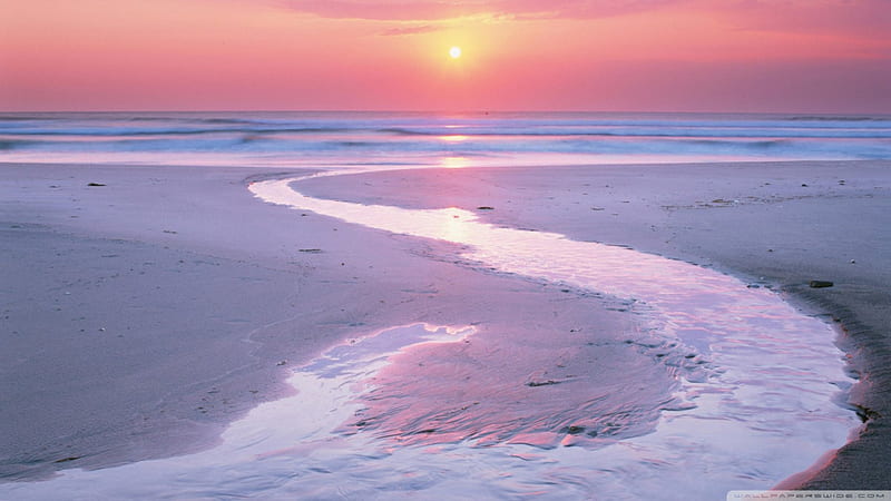estuary at sunset, beach, sunset, estuary, pastels, HD wallpaper