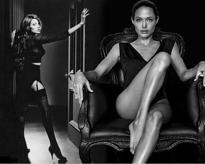 angelina Jolie Seated, angelina, model, actress, sexy, HD wallpaper