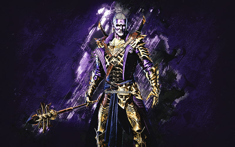Kael, Raid Shadow Legends, purple stone background, Kael skin, Raid Shadow Legends characters, HD wallpaper