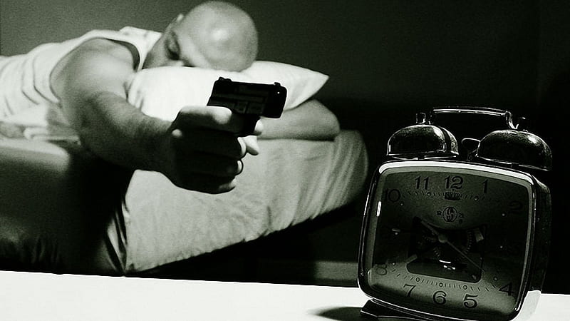 I-hate-my-alarm-clock, sleep, time, black, clock, man, shoot, gun, alarm,  funny, HD wallpaper | Peakpx
