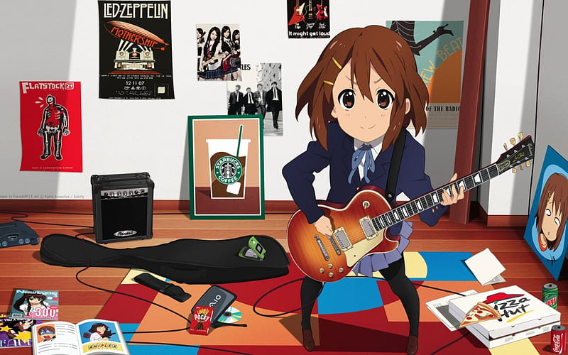 Jamming, School Uniform, K-ON, Anime Rocker, Anime, Yui, Anime Girl, HD wallpaper