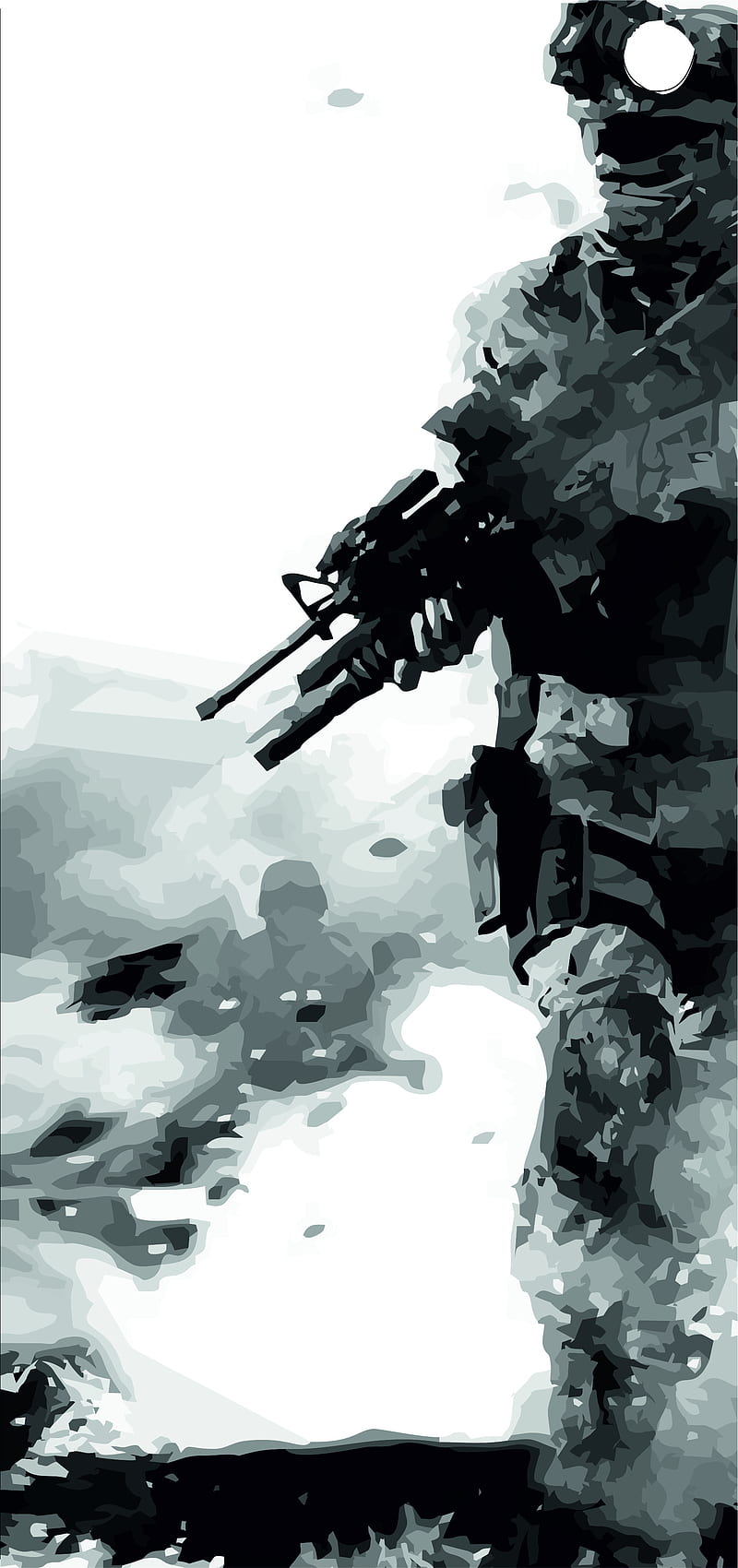 S10 PUNCH HOLE 4, black, call of duty, gun, rifle, guerra, white, HD phone wallpaper