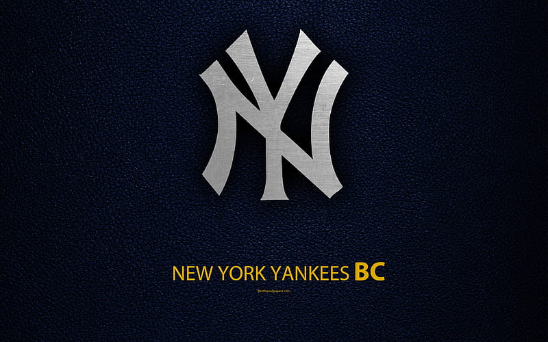 New York Yankees American baseball club, American League, Eastern Division, leather texture, logo, MLB, New York, USA, Major League Baseball, emblem, HD wallpaper