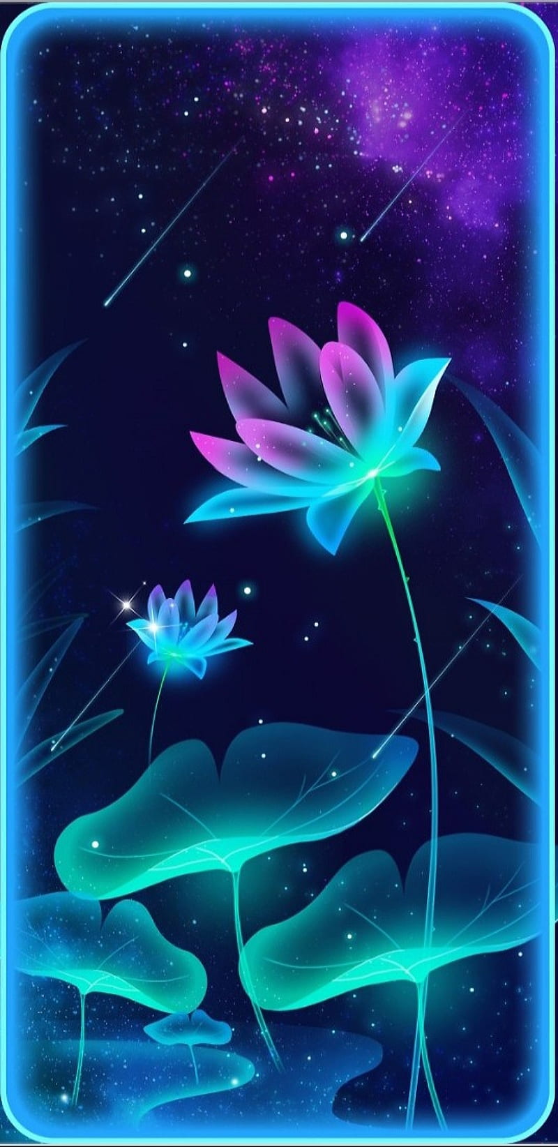 FloralGlow, floral, flower, girly, glow, pretty, purple, teal, HD phone wallpaper