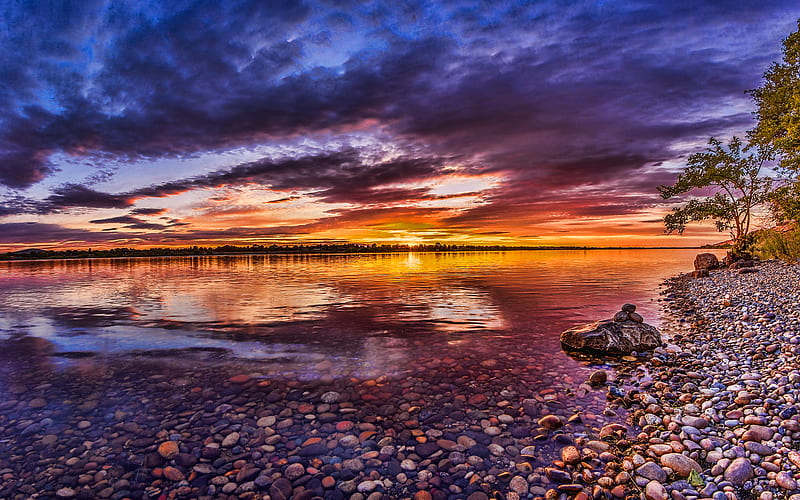 Columbia River, North America, R, sunset, beautiful nature, British Columbia, Canada, HD wallpaper