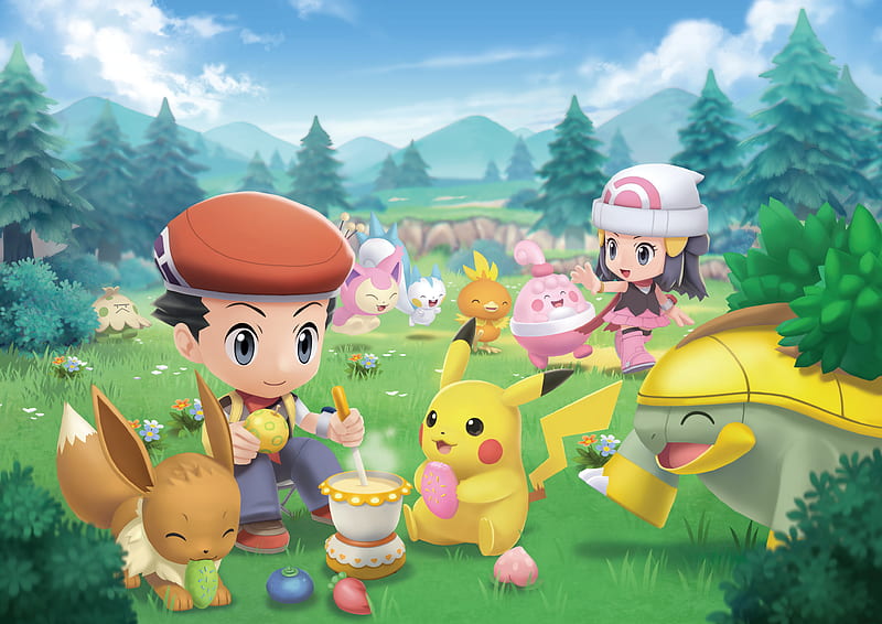 Pokémon, Dawn (Pokémon) , Eevee (Pokémon) , Grotle (Pokémon) , Happiny (Pokémon) , Kouki (Pokémon) , Pachirisu (Pokémon) , Pikachu , Shroomish (Pokemon) , Skitty (Pokémon) , Torchic (Pokemon), HD wallpaper