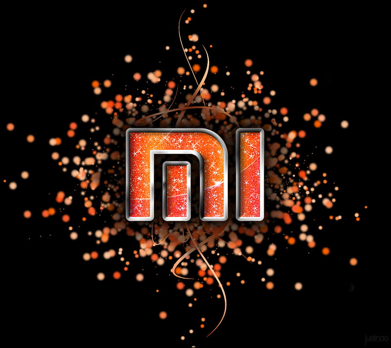 mi logo, black, orange, xiaomi, xiaomi logo, HD wallpaper