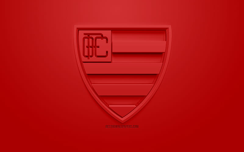 Oeste FC, creative 3D logo, red background, 3d emblem, Brazilian football club, Serie B, Itapolis, Brazil, 3d art, football, stylish 3d logo, HD wallpaper