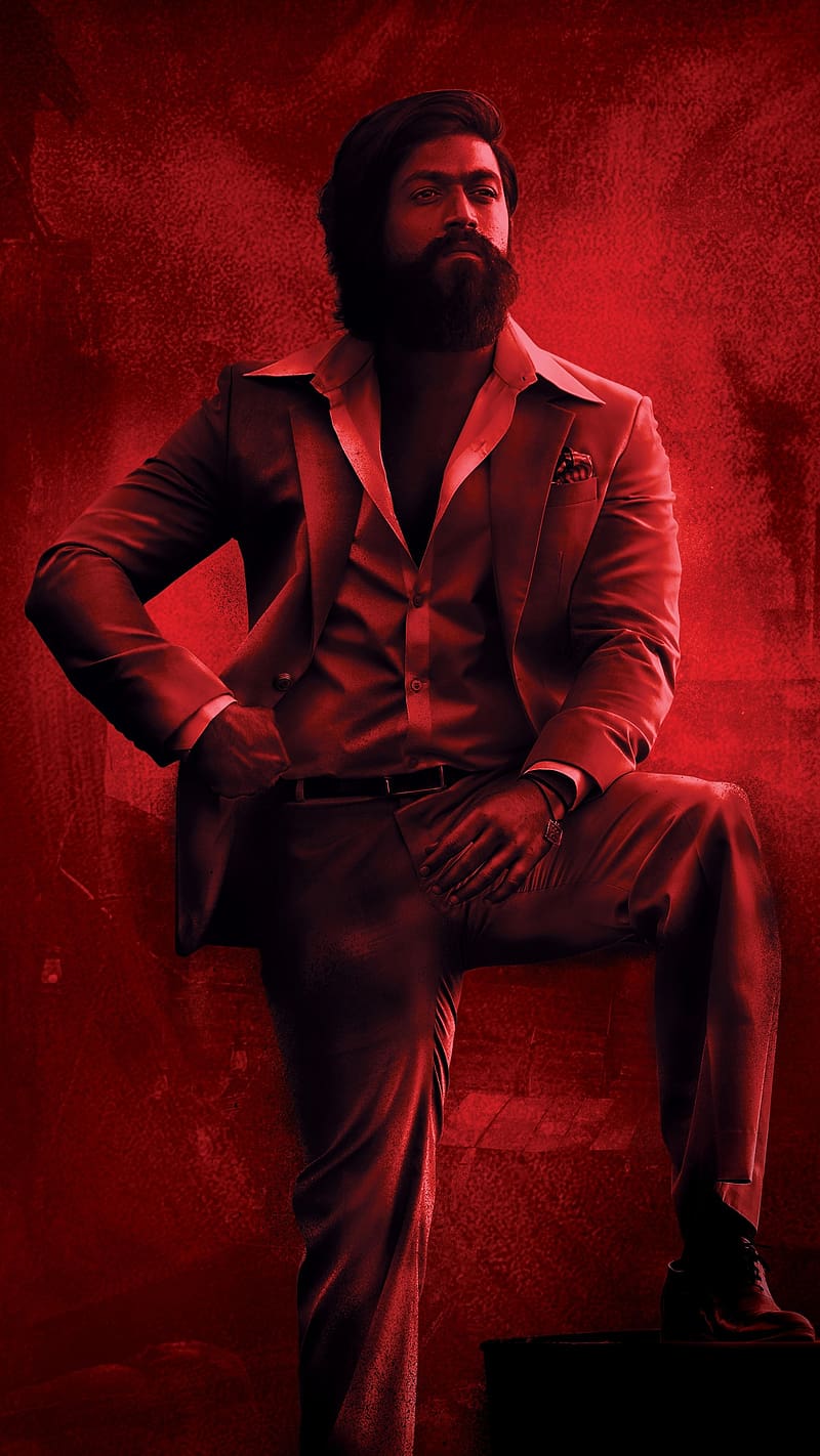 Kgf Yash, Red Effect, rocking star, kgf movie, actor, suit, HD phone wallpaper