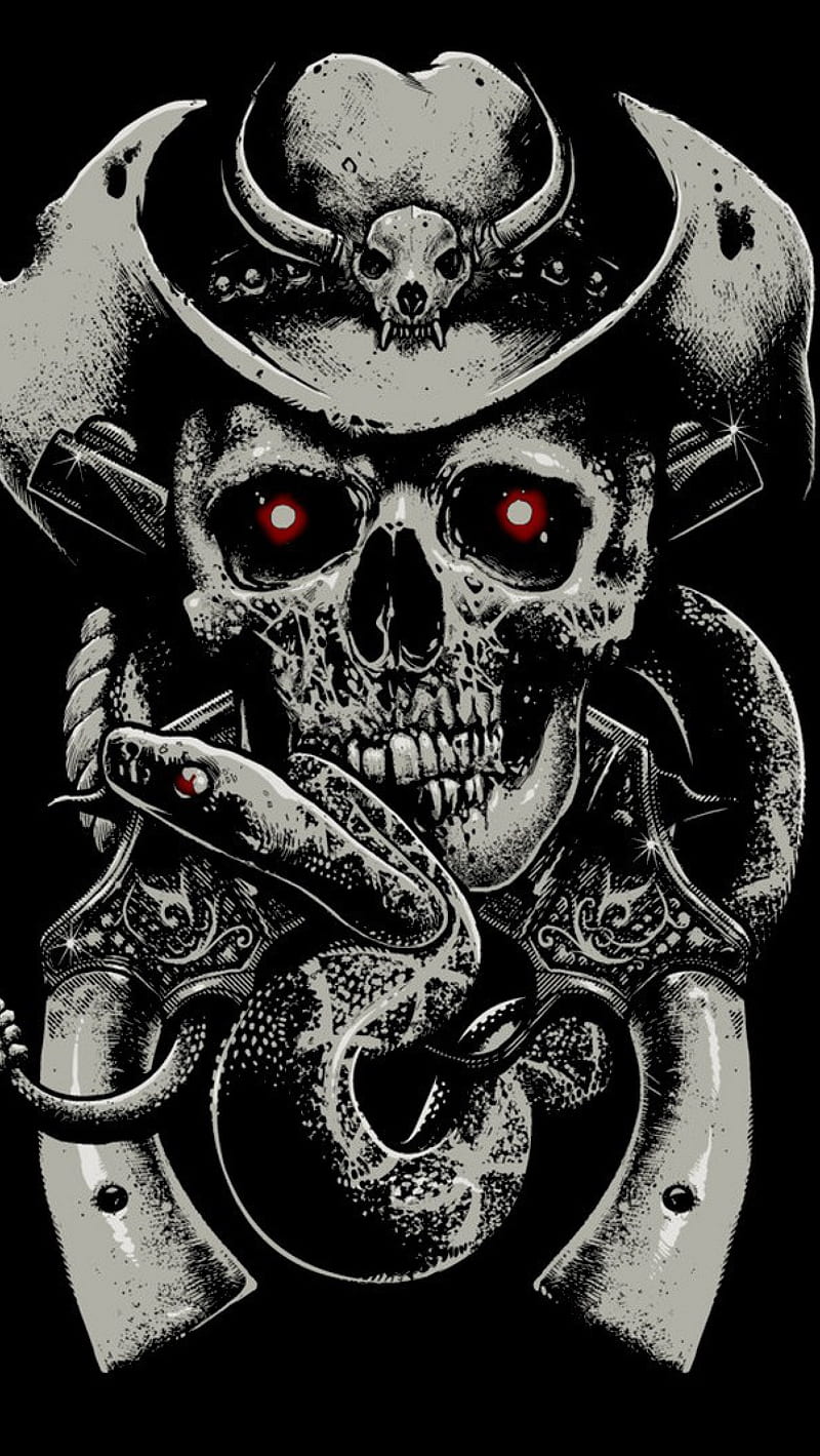 Skull Guns, fear, snake, HD phone wallpaper