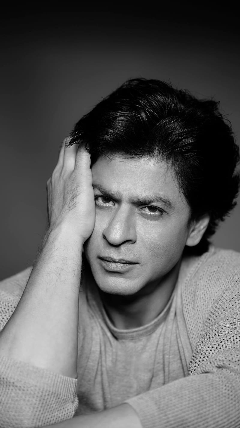 Shahrukh Khan, black and white, black, white, actor, bollwood, HD phone wallpaper