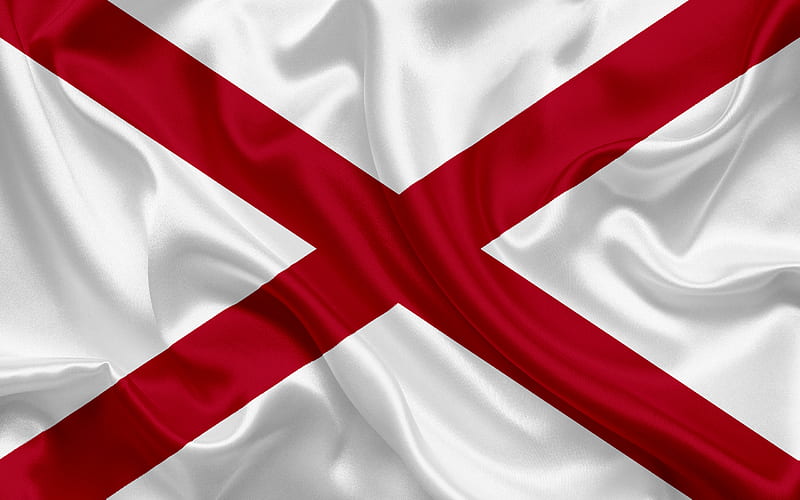 Alabama Flag, flags of States, flag State of Alabama, USA, state Alabama, silk, HD wallpaper