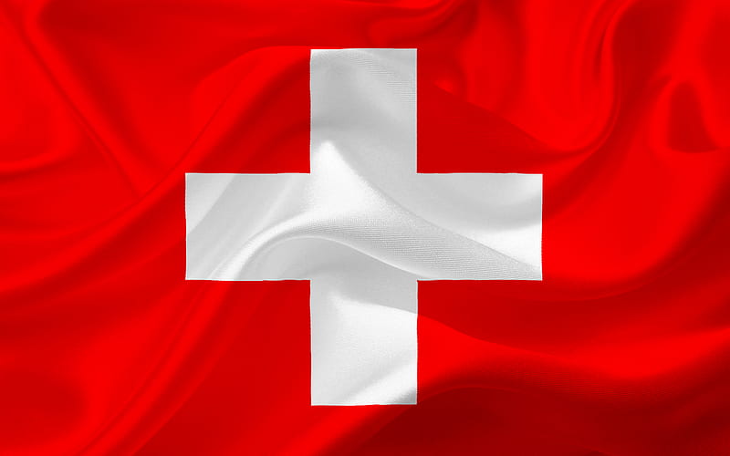 Swiss flag, Switzerland, Europe, Switzerland flag, red silk, HD wallpaper