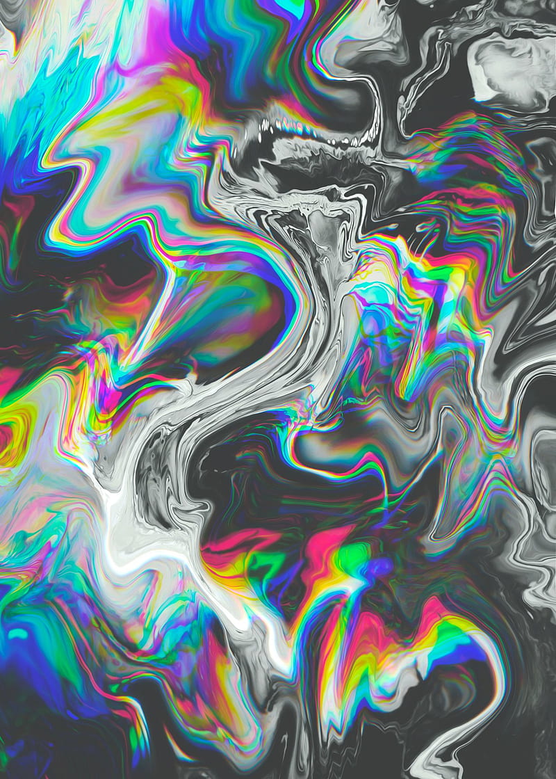 abstract, trippy, psicodelia, gray, colorful, HD phone wallpaper