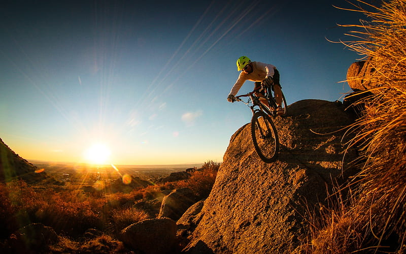 man mountain bike cyclist-Sports, HD wallpaper