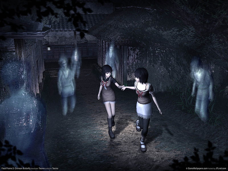 Two Girl in Fear, cute, fatal frame, innocent, anime, video game, girls, HD wallpaper