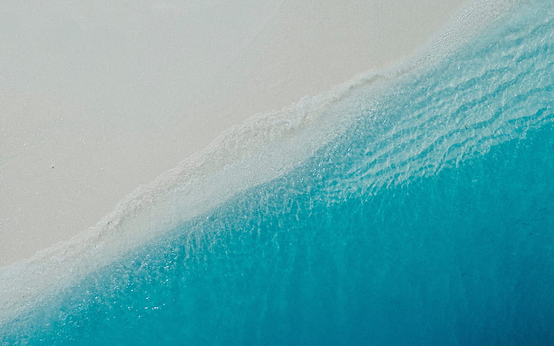 beach, aero view, ocean, view from above, coast, sea, blue lagoon, summer, HD wallpaper