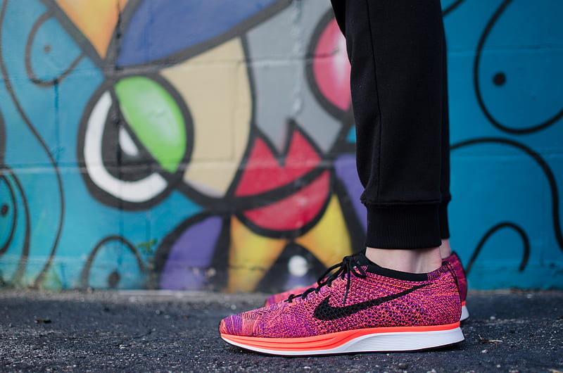 person showing pair of pink Nike low-top sneakers, HD wallpaper