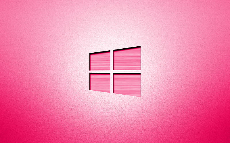 Windows 10 pink logo, creative, pink backgrounds, minimalism, operating systems, Windows 10 logo, artwork, Windows 10, HD wallpaper