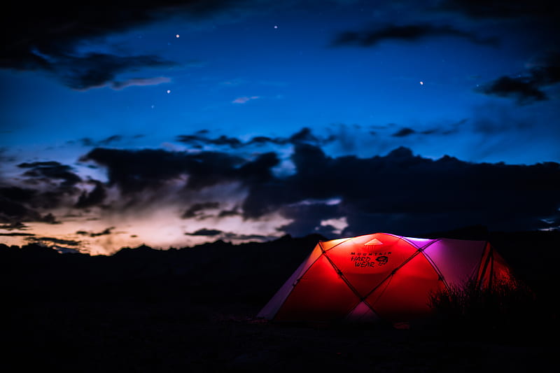 tent, night, camping, sky, HD wallpaper