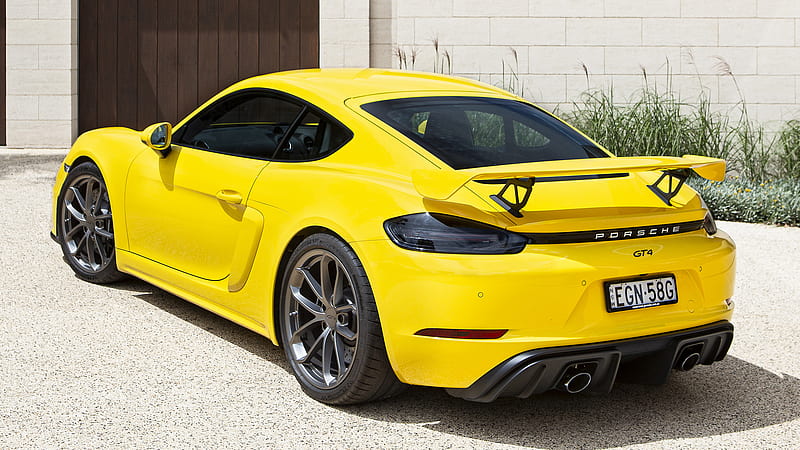 Porsche, Porsche 718 Cayman GT4, Car, Coupé, Fastback, Grand Tourer, Sport Car, Supercar, Yellow Car, HD wallpaper