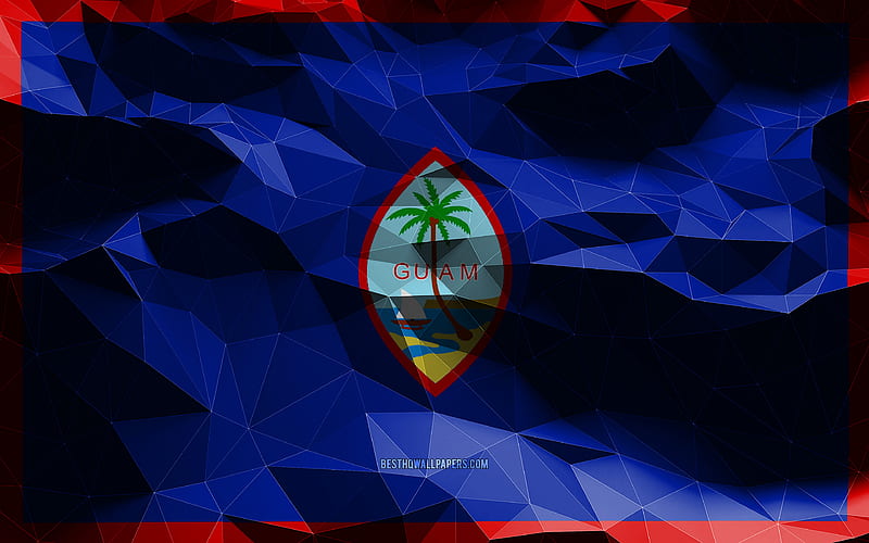 Guam flag, low poly art, Oceanian countries, national symbols, Flag of Guam, 3D flags, Guam, Oceania, Guam 3D flag, HD wallpaper