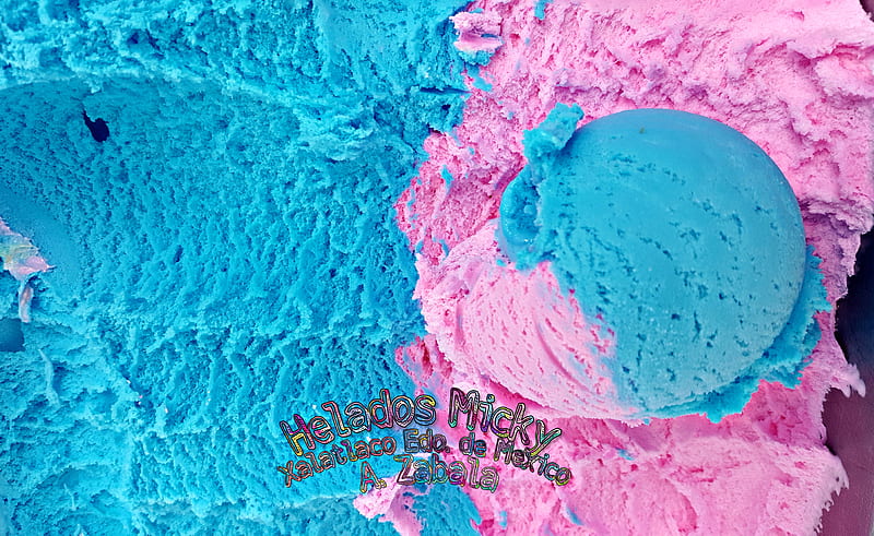 Ice cream-Helado, abstract, algodon, azucar, blue, cream, ice cream, rainbow, sugar, winter, HD wallpaper
