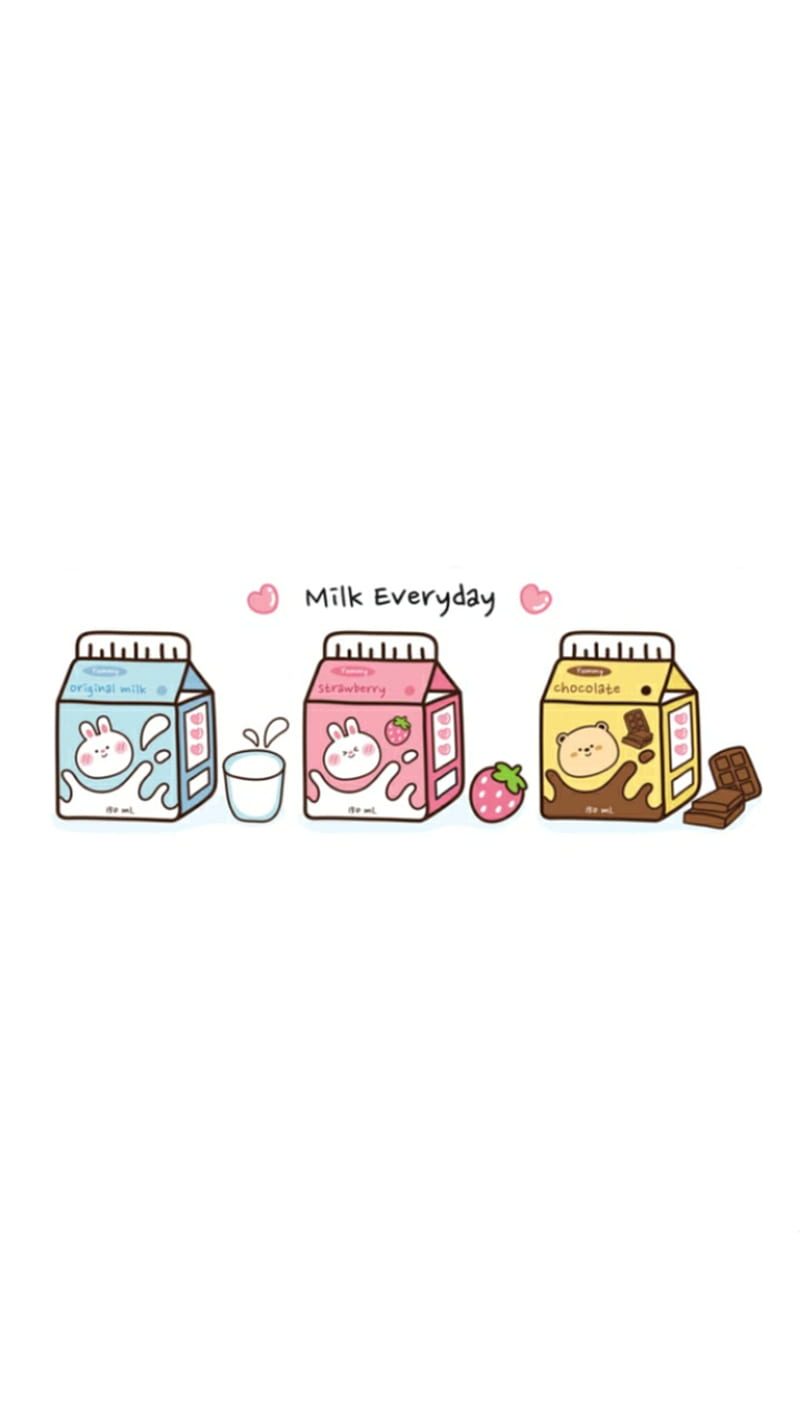 Kawaii, chocolate, milk, strawberry, HD phone wallpaper