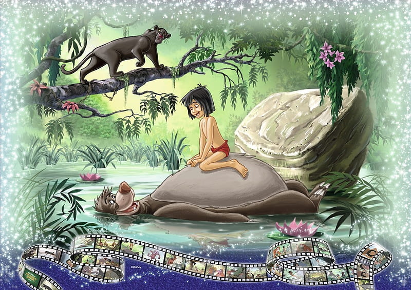 The jungle book, poster, movie, mowgli, panther, boy, animation, copil,  child, HD wallpaper | Peakpx