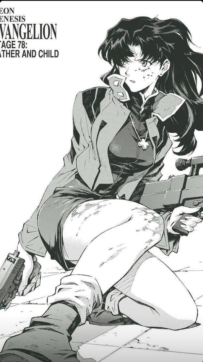 Misato katsuragi , anime, evangelion, guns, misato katsuragi, HD phone wallpaper