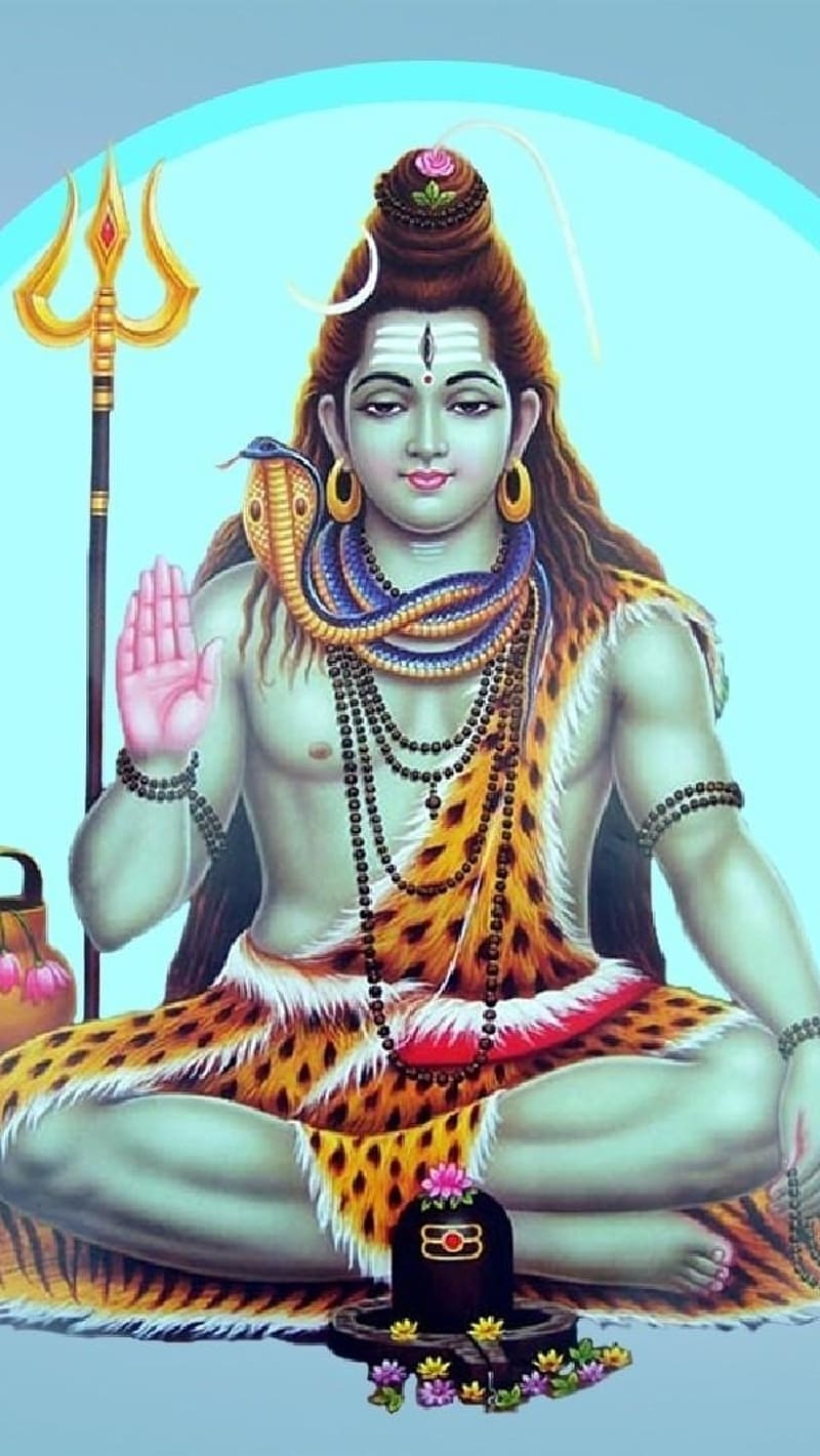 Sivan , Blue Circle Background, lord, god, mahadev, HD phone wallpaper