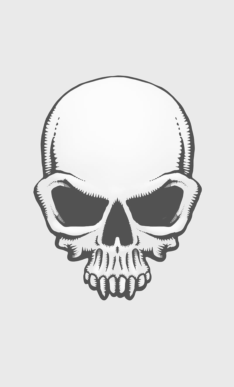 Skuller, My, Skull, art, badass, bones, evil, fangs, illustration, light, mean, white, HD phone wallpaper