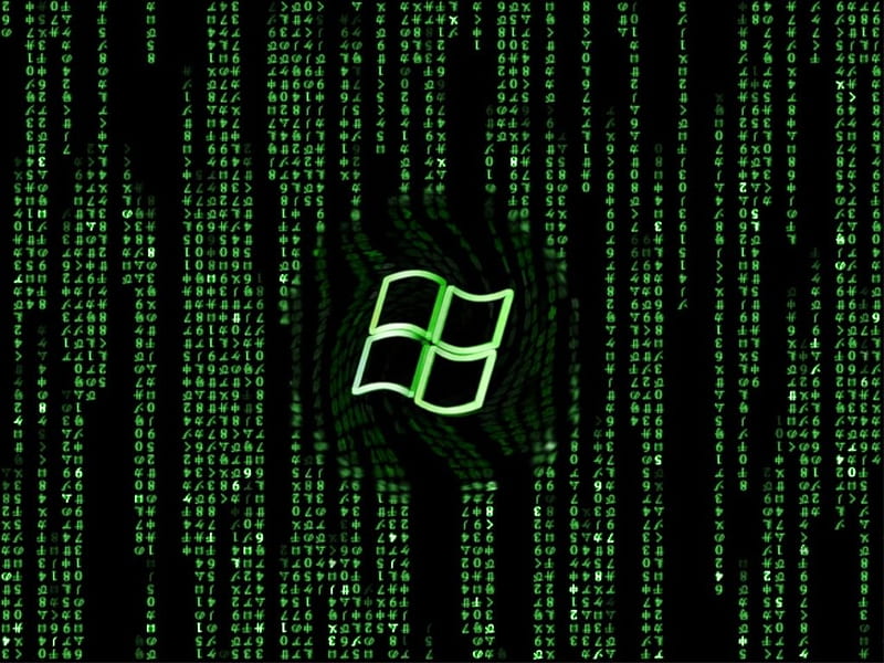 Windows In A Matrix Code, windows, code, green, matrix, HD wallpaper