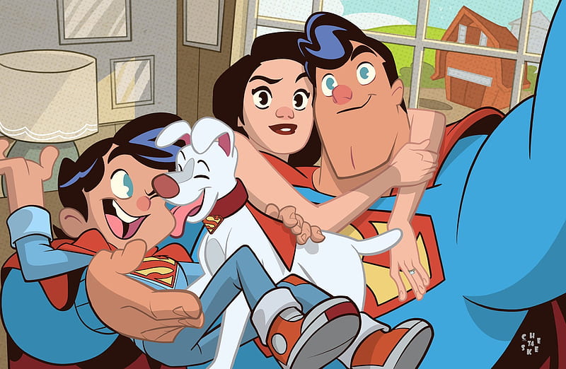 Superman, Superman Family Animated Series, Boy, Clark Kent, Cute, Jon Kent, Krypto (DC Comics), Lois Lane, Man, Superboy, Woman, HD wallpaper