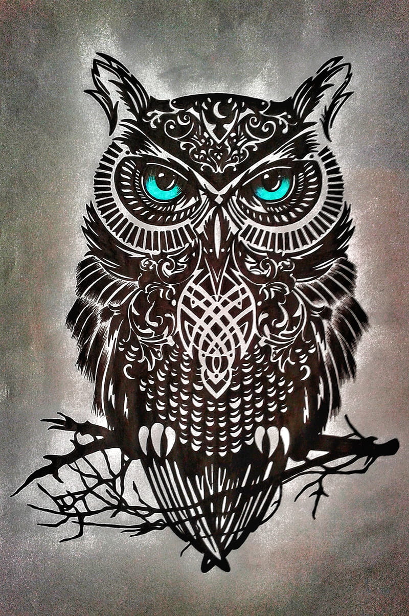 tribal owl tattoos for men