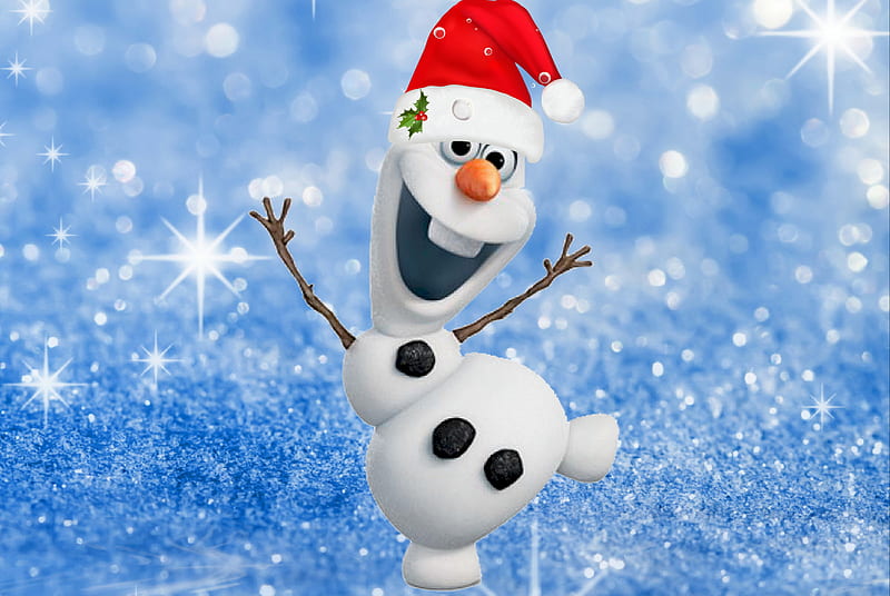 christmas olaf, frozen, happy, merry christmas, santa, snowman olaf, xmas, HD wallpaper