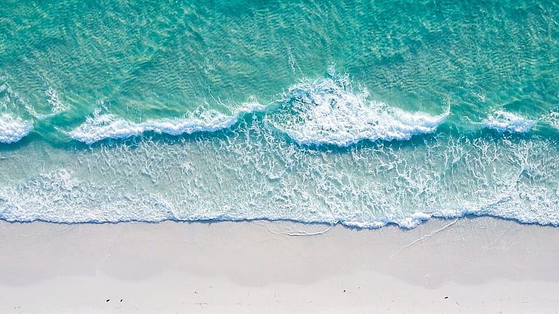Aerial View Of Ocean Foam Waves Coast White Beach Sand Ocean, HD wallpaper