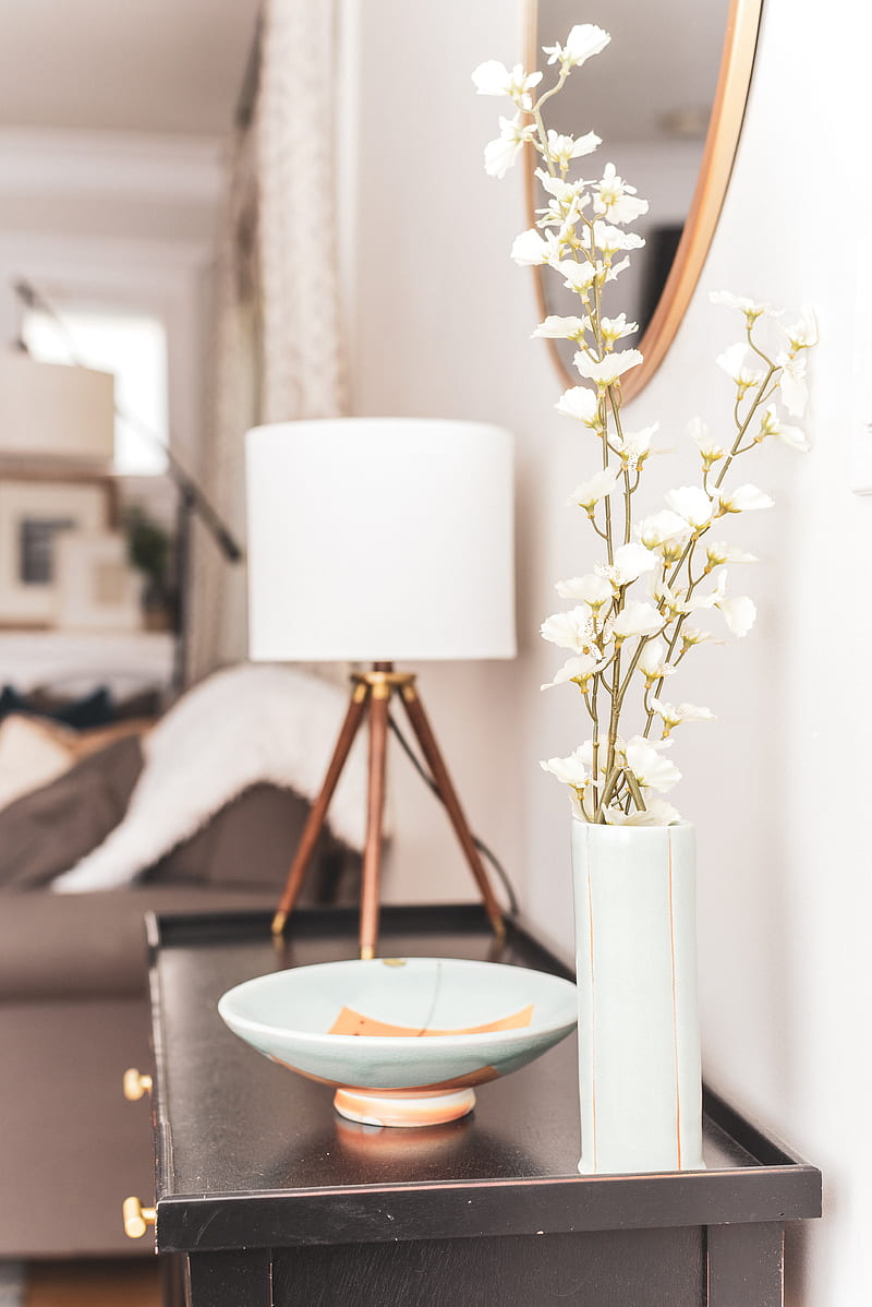white ceramic bowl on cabinet, HD phone wallpaper