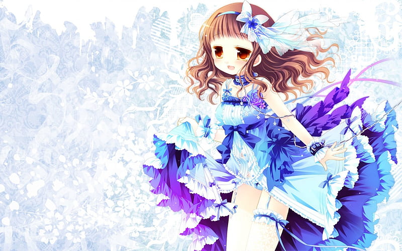 Kusunoki Midori, dress, girl, anime, ribbon, bow, HD wallpaper