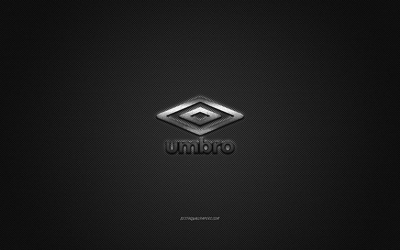 Umbro logo, metal emblem, apparel brand, black carbon texture, global apparel brands, Umbro, fashion concept, Umbro emblem, HD wallpaper