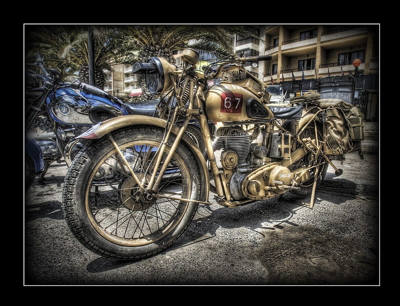 Vintage Harley, retro, despatch bike, world war 2, harley davidson, military, motorbike, motorcycle, vintage, HD wallpaper