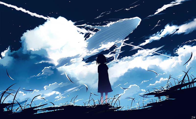 Anime, Original, Cloud, Girl, Sky, HD wallpaper