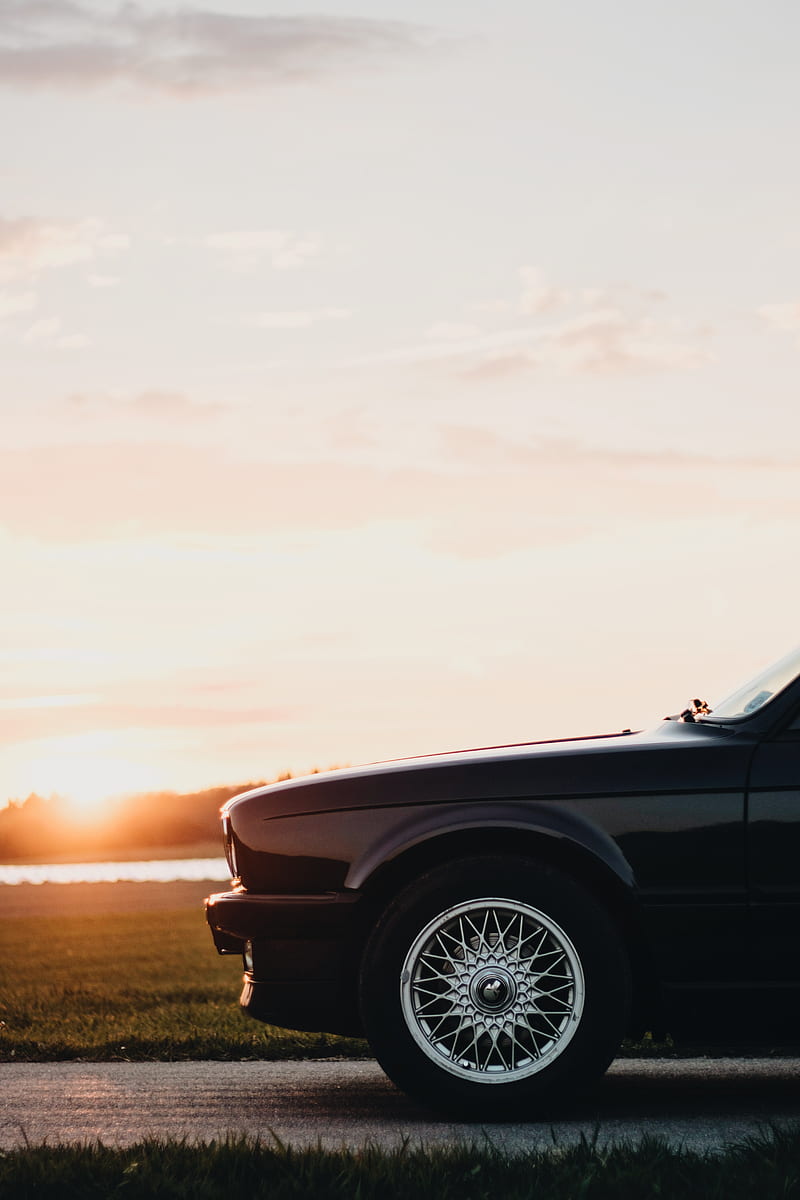 car, side view, front, wheel, sunset, HD phone wallpaper