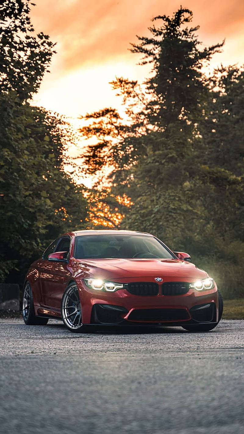 BMW M4, car, coupe, f82, m power, red, tuning, vehicle, HD phone wallpaper