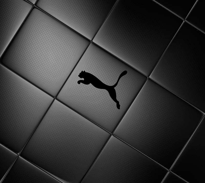 puma, black, logo, tiles, HD wallpaper