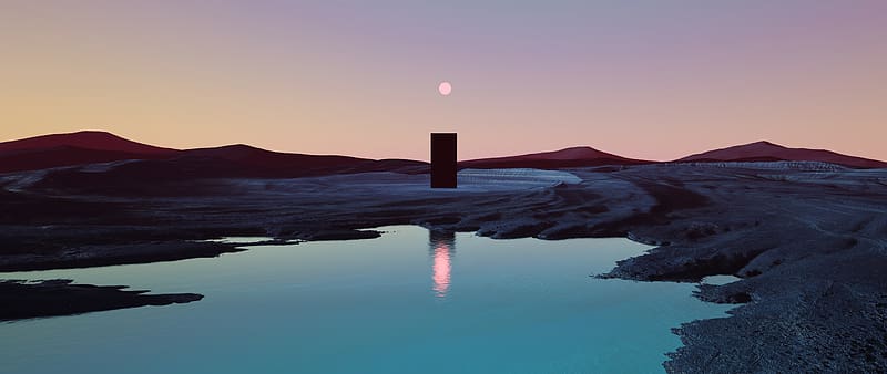Monolith Sunset, monolith, nature, sunset, landscape, mountains, reflections, HD wallpaper