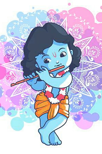 Cartoon Of Lord Krishna With Flute Krishna, HD wallpaper | Peakpx