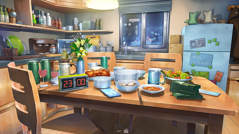 Kitchen, home, interior, anime, HD wallpaper | Peakpx