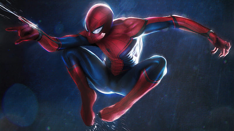 Spiderman balanceándose bajo la lluvia, spiderman, superhéroes, artista,  obra de arte, Fondo de pantalla HD | Peakpx