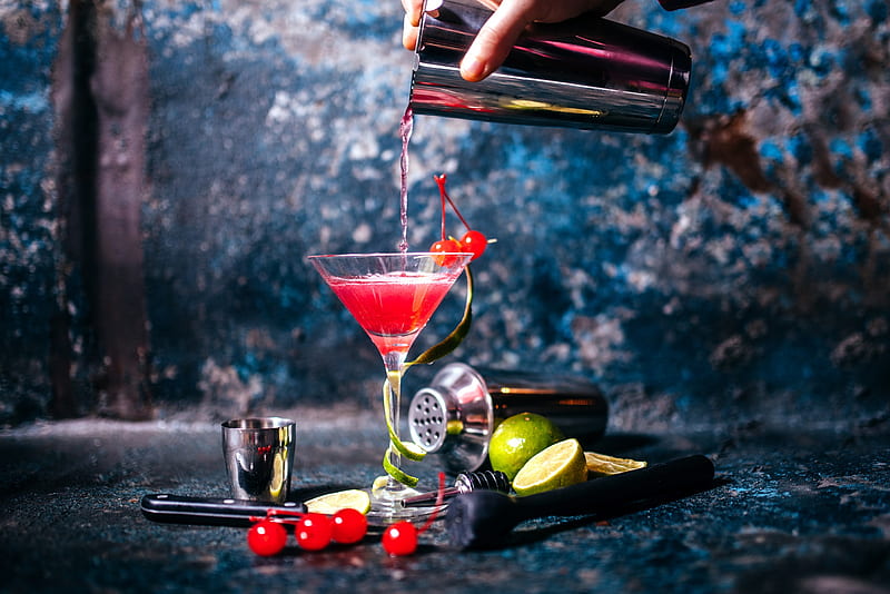 Food, Cocktail, Cherry, Drink, Glass, Still Life, HD wallpaper